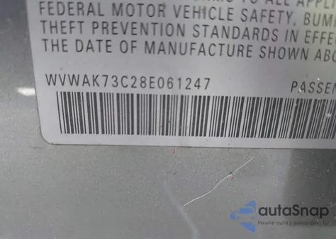 2008 Volkswagen Passat Komfort из США, поврежденный, VIN WVWAK73C28E061247